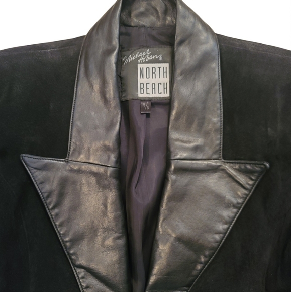 North Beach Leather Jacket Vintage 90s Size: S, Black Suede with Leather Details - Picture 2 of 12